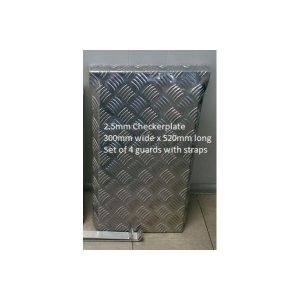 Mud Guards Alloy 300x520 2.5mm Aluminium Checkerplate set of 4 - Australian Made Heavy Duty Free Postage